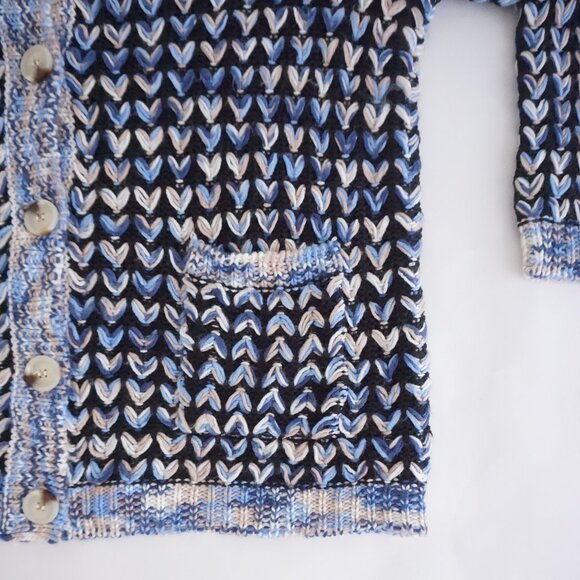 Vintage C&K Designs Blue Chunky Knit Button Cardigan Preppy Grandmacore XL - Picture 4 of 12